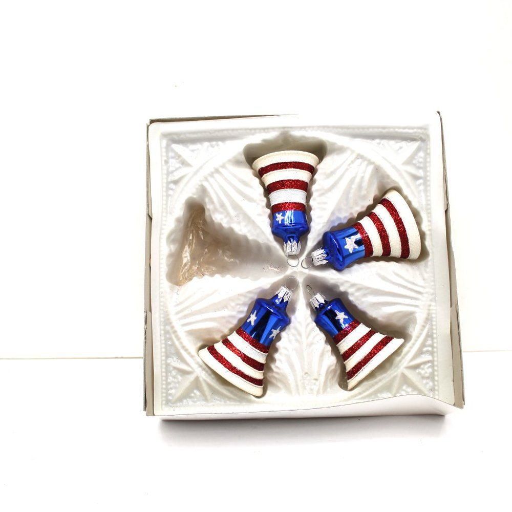 Vintage Czech Republic Hand Blown Glass Ornaments '99 Celebrate USA Patriot